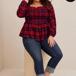 Torrid Brushed Rayon Acrylic Smocked Top